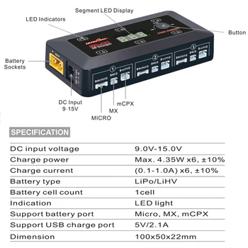 UP-S6 3,7 V 1S LiHv Lipo Baterije, Polnilnika z MICRO MX mCPX Vrata USB za Rezilo Inductrix RC Dirke Brnenje Quadcopter RC Polnilnik