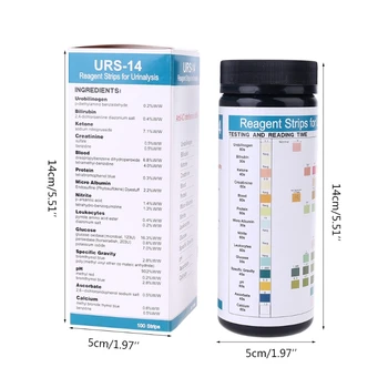 URS-14 100strips Urina Reagenta Test Papir 14 Parametrov Urinski Test Trakovi Levkocitov, Nitrit, Urobilinogen, Beljakovin, pH