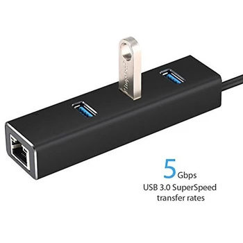 USB Ethernet Adapter 3 Vrata USB 3.0 Hub USB na priključek Rj45 Lan mrežno Kartico za Macbook pro Mac Namizje + Micro USB Kabel Polnilnika