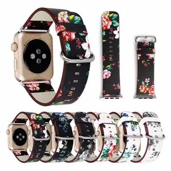 Usnjeni Trak za Apple Watch Band 42 38 40 mm 44 Cvet Design Zapestja za iwatch se trak 1/2/3/4/5/6 Nacionalnih Tiskanih