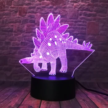 Ustvarjalne Stegosaurus Smešno 3D Vizualni LED Dinozaver Obliko Noč Lučka LED RGB Razpoloženje Pisane Otroci Soba Dekor & Otrok Fantje Igrače Božič