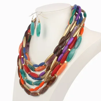 V evropi in Združenih državah zunanje trgovine moda pretirana multi-layer dveh barvnih kroglic ogrlica proizvajalci w