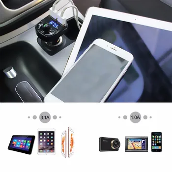 VAORLO Bluetooth Car Kit, Fm Oddajnik MP3 Predvajalnik Prostoročno Klicanje Hitro Polnjenje 3.0 Dvojno USB Podpora TF Glasba Za Avto