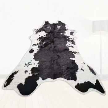 Velika velikost 150x200cm črna krava Natisnjeni Cowhide umetno kožo usnje priročen ročaj Antiskid Mat Živali tiskanja Preproga za dom 2 velikost