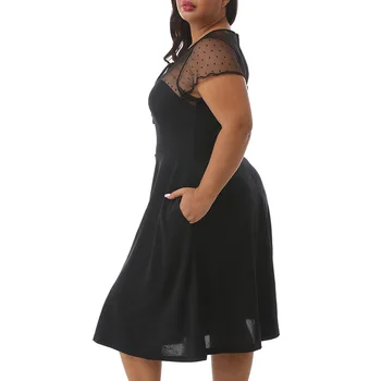 Velika velikost 9XL Ženska Poletna obleka Ohlapno seksi očesa mozaik črno plus velikost ženske obleke oblačila 9XL stranka obleko vestidos