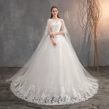 Vestido De Noiva 2021 Poročno Obleko Z Dolgimi Skp Čipke Poročni Obleki Z Dolgimi Vlak Vezenje Princesa Plus Velikost Poročne Obleke