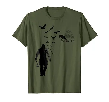 Vikingi Sekira Ragnar Lothbrok Čredo Ravens Valhalla Simbol T-Shirt 2019 Vroče Prodajo Super Modni Poletje Priložnostne Man Tee Majice