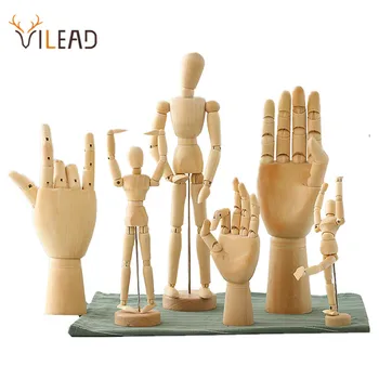 VILEAD 8 Velikost Lesa Roko Leseno Človek Figurice Vrtljiv Skupno Roko Model, Manekenka Umetnik Miniature Lesena Dekoracija Doma Dekor