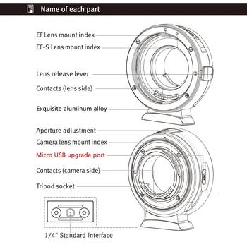 Viltrox EF-M1 Objektiva Adapter Ring Gori AF Samodejno Ostrenje za Canon EF/EF-S Objektiv za M4/3 Micro Four Thirds Fotoaparat za GH5/4/3 Olympus