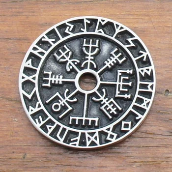 Vintage Punk Nordijska Viking Rune Kompas Ogrlico, Obesek Zlitine Poganski Amulet Nakit