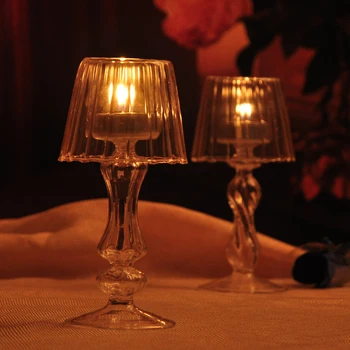 Vintage Stekla Svijećnjak Tealight Svečnik Namizne Svetilke Oblike Romantično Poroko, Stranka Dekor Doma Večerja Namizno Dekoracijo