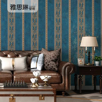 Visoka kakovost 3D Evropski stil prugasta steno papir, navpični non-woven Ameriški spalnica, dnevna soba, slike za ozadje luksuznih