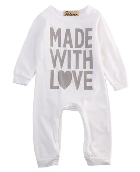 Visoko Kakovostnega Bombaža, Za Malčke Baby Toddler Dekleta Fant Obleke Pismo Tiskanje Dolg Rokav Toplo Jesen Belo Baby Romper Obleke Set