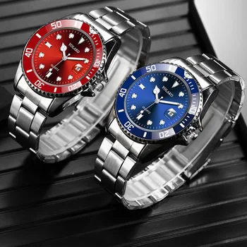 Voda duha lupo koledar priljubljena svetlobna znanih blagovnih znamk za moške Swiss watch jekla pasu zložljiva sponke quartz uro
