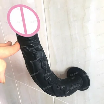 Vroča Črna Big Realističen Dildo z Sesalno Pokal Super Mehke Silikonske Konju Dildo Sex Igrače za Ženske Odraslih Ogromen Penis Izdelke, povezane s spolnostjo