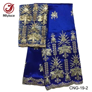 Vroče prodaje indija design vezenine, čipke tkanine sequins george čipke tkanine atrovirens čipke tkanine za poroko CNG-19