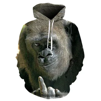Vroče Prodaje Opica/orangutan 3D Hoodies Priljubljene Ženske/Moški Jesensko Zimsko Jakno Priložnostne Hooded Majica debelo in drobno
