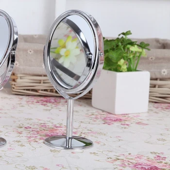 Vroče Prodajo Žensk Srebro Desk Tipa Dvojna Strani Ličila Ogledala Z 1:2 Povečevalno Funkcijo Stekla Kozmetično Ogledalo