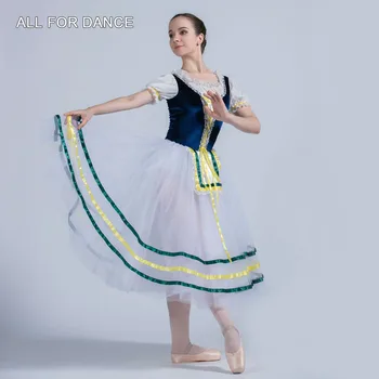 Vse Za Ples, Temno Modri Žamet Vrh Steznik 360° Til Romantično Dolgo Balet Ples Obleko Balerina Ples Tutu