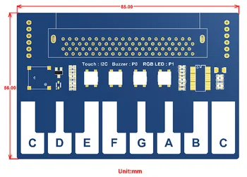 Waveshare Mini Klavir Modula za mikro:bit, se Dotaknite Tipke za Predvajanje Glasbe, s 4x RGB Led