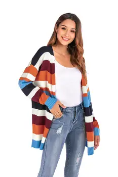 WenQing 2021, pozimi in spomladi plus velikost jopico pulover prugasta pulover ženske