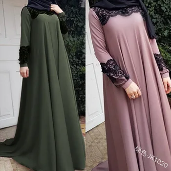 WEPBEL Ženske Muslimansko Obleko Abaya Priložnostne Črto Poln Rokav Jeseni Mode Islamske Cvetlični Cvetlični Dolgo Lady Maxi Obleke