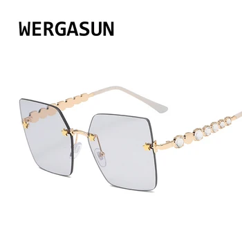 WERGASUN Nosorogovo sončna Očala Ženske Modni Kvadratnih Diamond Očala za Sonce, Kristalno Letnik Odtenki Očala UV400