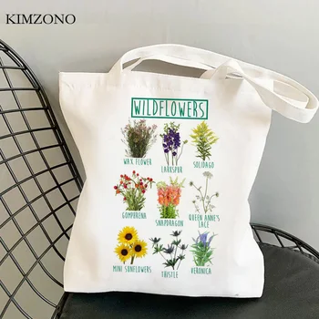 Wildflower nakupovalna torba z živili platno shopper tote bolsa torbico vrečko neto bolsas reutilizables zgrabi