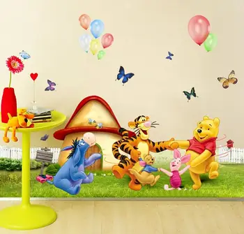 Winnie Pooh Živali Risanka Izmenljive Otroci Stenske Nalepke Float Zidana PVC 3D Design Doma Dekor Sobo, Nalepke Otrok Ozadje Nalepka