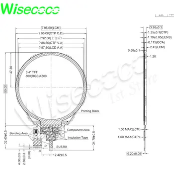 Wisecoco 3.4 palčni Krožne Lcd Tft Ips Panel 800x800 HDMI MIPI Voznik Odbor Krog Zaslona Za Raspberry Pi Meter ILI9881C Voznik