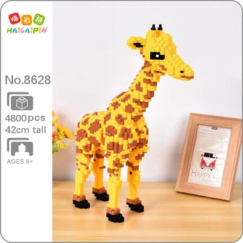 Xizai 8010 Risanka Rumena Žirafa Stojalo Divje Živali, Hišne živali, 3D Model DIY Mini Magic Bloki, Opeke Stavbe Igrača za Otroke, št Polje