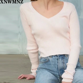 XNWMNZ Jeseni leta 2020 rastlinske pulover kawaii srčkan puloverji pleteni pulover roza ženske zimskih oblačil žensk puloverju pulover seksi vrhovi za