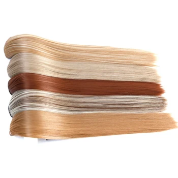XUANGUANG Posnetek v Lase Razširitve Naravnost Sintetičnih Toplotno Odporen Hairpiece Barve za Ženske 22-palčni 140 g 6pcs/set