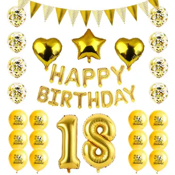 YAAAS! 39pcs Happy Birthday Balon Število Konfeti Baloni Kit Odraslih Zlato Rojstni Okraski Potrebščine Otroci Fant Dekleta