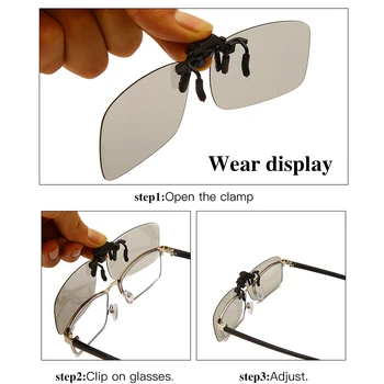 YAMEIZE Moških Kvadratnih Posnetek Na Polarizirana sončna Očala Moški Flip Up Zrcalni Objektiv Nočno Vizijo Očala Photochromic sončna Očala Vožnje UV