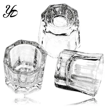 Yiday 1 set / 4pcs Kristalno Dappen Jed / Pokrov Skledo Mini Steklo Pokal Nail Art Akrilni Prah, Tekočina, Vklesan Builder Oprema Orodja