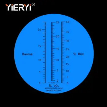 Yieryi 3 v 1 ročni Grozdja in Alkohola Vino Refraktometer (Brix, Baume in W25V/V Skalo), s črno vrečko