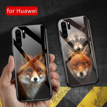 Za huawei p30 lite Primeru Stekla nazaj kritje Srčkan fox P20 pro primeru za Huawei P9 P10 Plus P20 P30 Pro P20 P30 lite primeru
