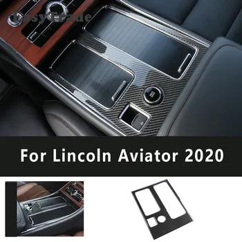 Za Lincoln Letalec 2020 Dodatki Iz Ogljikovih Vlaken Avto Centralne Contrl Pijačo Steklenico Vode, Skodelico Imetnika Okvir Okrasni Pokrov Trim