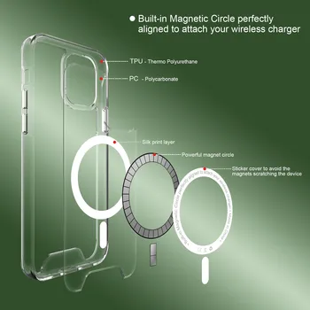 Za Magsafe Prozorno Ohišje + za Nadgradnjo Magnetni Denarnice za iPhone 12 Max Pro Mini Magnet S Telefona 11 Pro Xs Max X XR