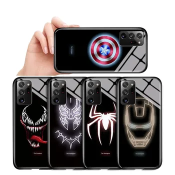 Za Samsung Galaxy Note 20 Ultra Svetlobna Marvel Primeru Telefon Za fante Ironman Spiderman, Kaljeno Steklo Primeru Zajema