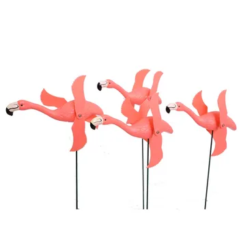 Zatiranje Ptičje Repelenti Pink Flamingo Vetrnica Vetrne Kolesce Whirligig za Travnik Dvorišče Vrt Dekoracijo Sklop 4
