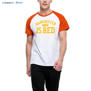 Združeno Kraljestvo Rdeča Črka Tiskane Bombažne hlače Rokavi moški t srajce O Vratu Moških Manchester Vrhovi tee t-majice Plus Velikost