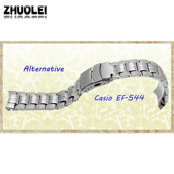 Zhuolei Watchband Za EF-544 Trdnega nerjavečega jekla jermenčki Zapestnico Watch pribor, Srebrni Trak,