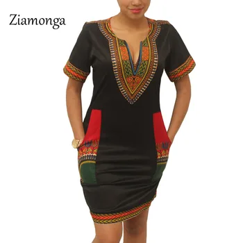 Ziamonga XXXL Plus Velikost Ženske Oblačila 2017 Moda Kratek Rokav Črno Bel Bodycon Dress Vintage Tradicionalnih Tiskanih Obleke