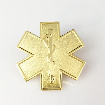 Zlato plating barve, star življenja pin zdravstvene nege ambulante paramedicinsko+metulj gumb(10pcs/veliko)