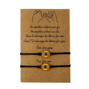 Zlitine sončnično olje iz sončnic daisy vosek nit tkane prijateljstvo kartico zapestnica seznanjene braceletspaired zapestnice