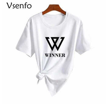 Zmagovalec T-shirt Unisex Kpop korejski Pop ExO Majica s kratkimi rokavi Ženske, Moške Poletne Bombaž Harajuku Dame T Srajce Camisa Femenina Preobsežne