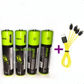 ZNTER 1,5 V AAA polnilne baterije 600mAh USB polnilna litij-polimer baterija + Micro USB kabel, hitro polnjenje