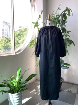 Črna Dolgo Ženske Obleke 2020 Jeseni A-Line Pol Rokav Priložnostne Maxi Obleke Korejski Janpanese Žep Ženski Urad Dama Obleko